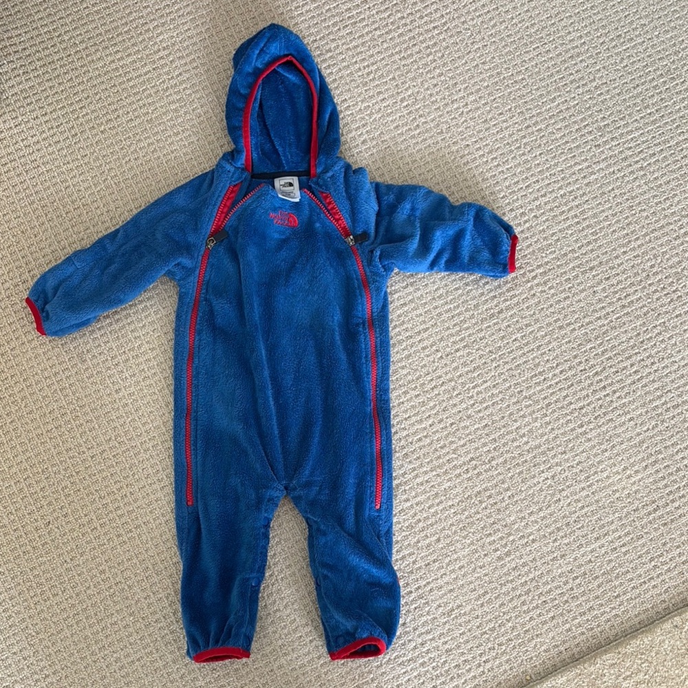 The North Face Blue and Red Insulated Suit
